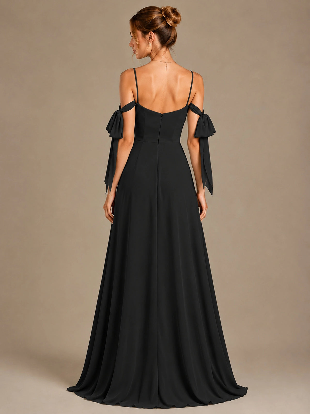 A-Line Ruffles Chiffon Bridesmaid Dress with Slit