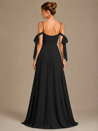 A-Line Ruffles Chiffon Bridesmaid Dress with Slit