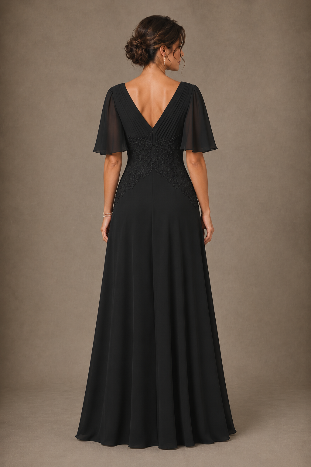 A-Line Chiffon Mother of the Bride Dress with Applique