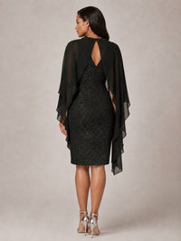 Floral Sheath Mother of the Bride Dress with Cape Overlay