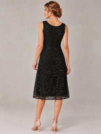 Tea Length Sequin Lace Mother of The Bride Dress with Chiffon Jacket