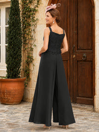 Elegant 3-Piece Chiffon Mother of the Bride Pantsuit with Floral Applique Jacket