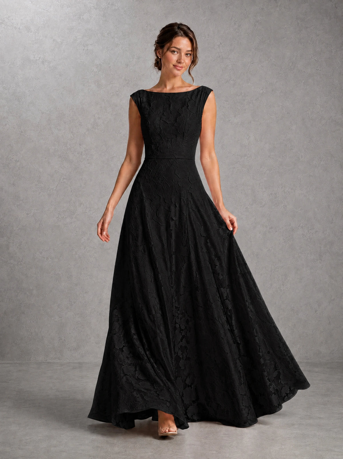 Blush Pink Lace Applique A-Line Bridesmaid Dress