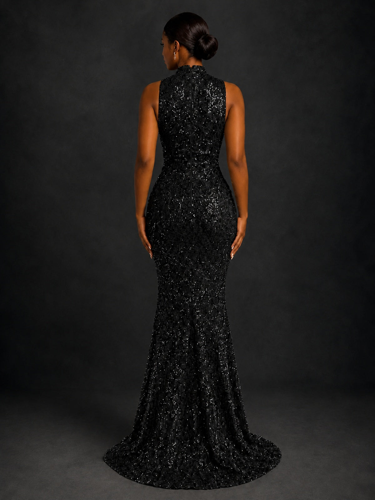 Sparkly Sequin High Neck Mermaid Prom Dress