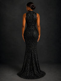 Sparkly Sequin High Neck Mermaid Prom Dress