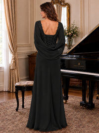 Elegant Applique Chiffon Mother of the Bride Dress with Cape Sleeves