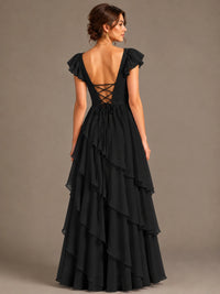 Ruffle Tiered V Neck Maxi Dress