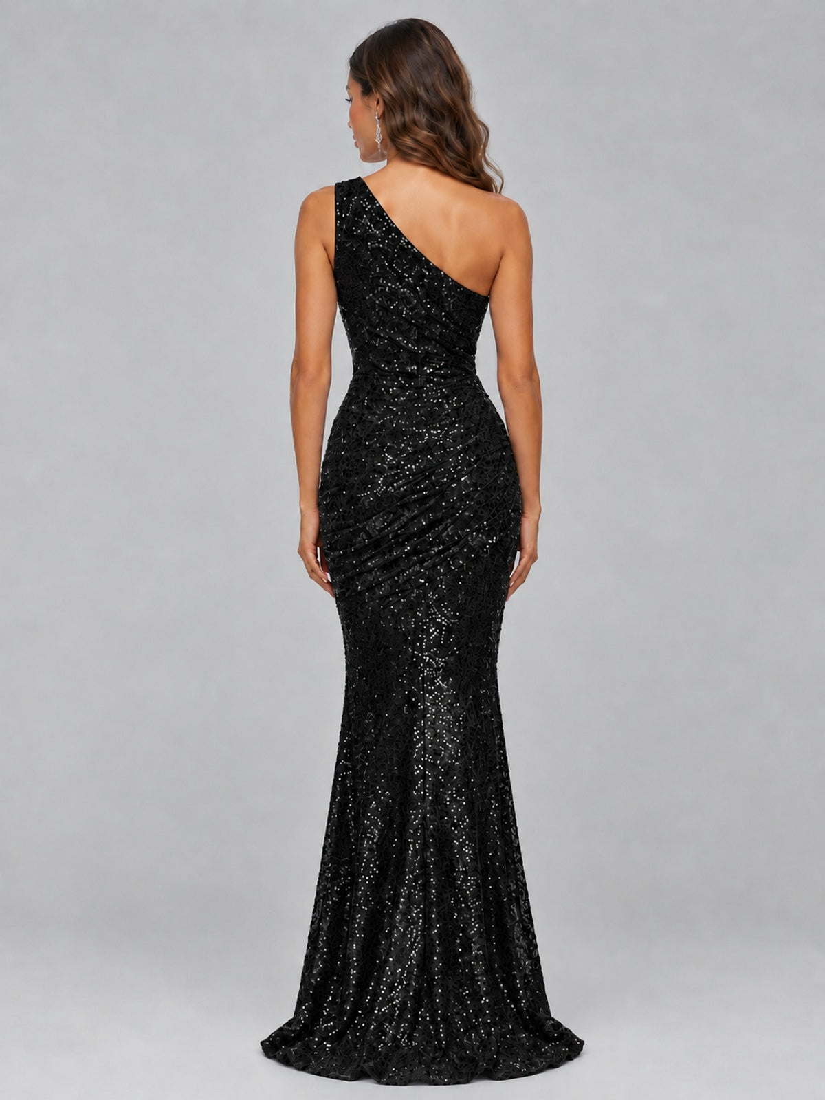 Sequin Mermaid One Shoulder Prom Dress Long formal Gown