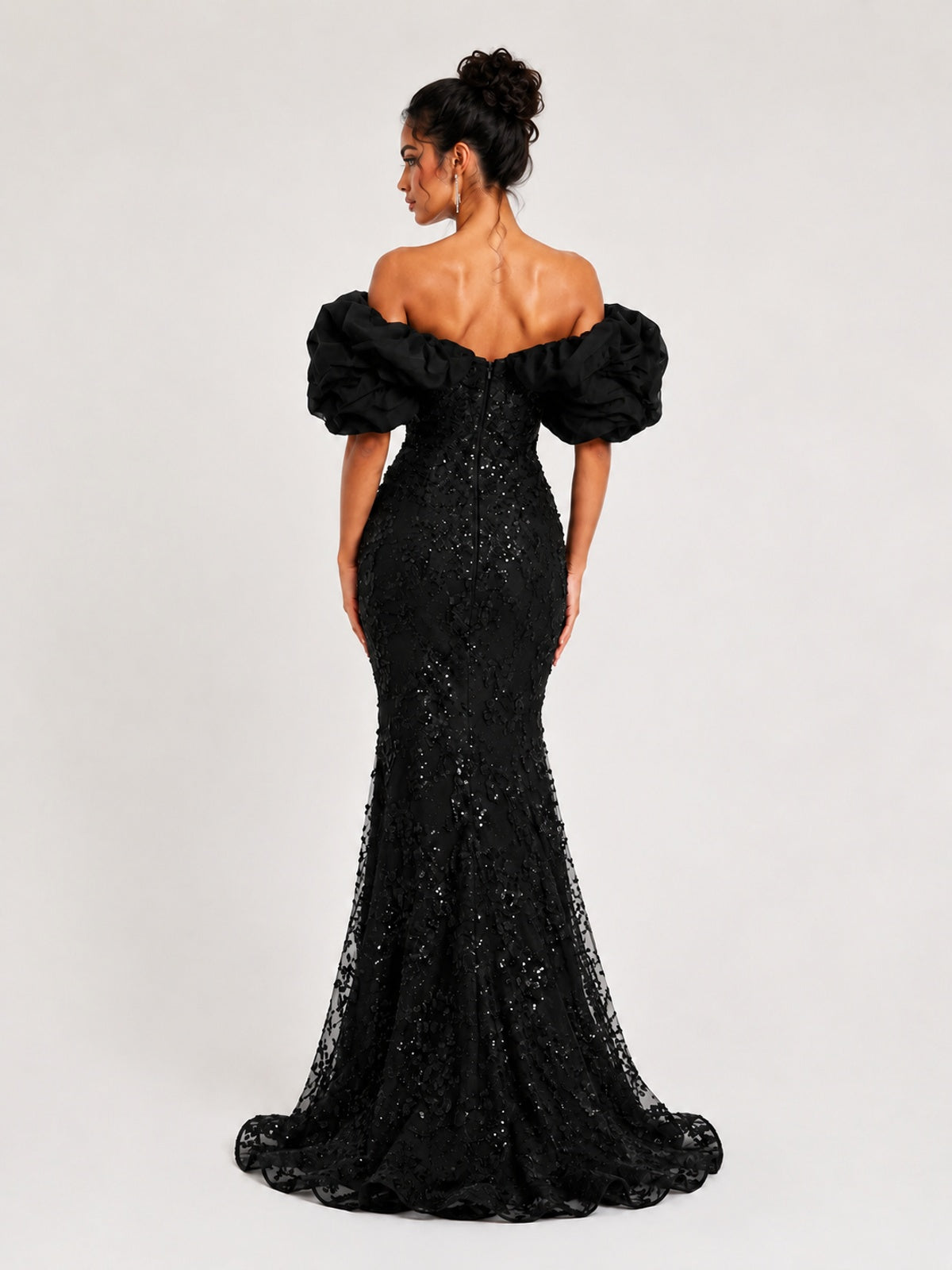 Sequin Off-Shoulder Ruffle Mermaid Prom Dress
