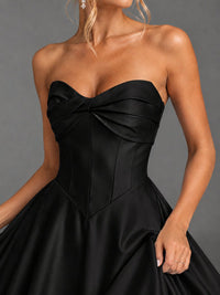 Sweetheart Neck Strapless Satin A-Line Prom Dress