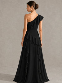 Sage Green One Shoulder Ruffle Bridesmaid Dress