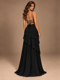 Sweetheart A-Line Ruffle Prom Dress with Spaghetti Straps