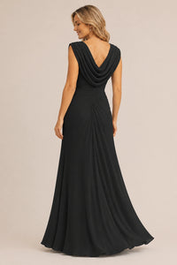 Cowl Neck Ruched Chiffon Mother of the Bride Dress