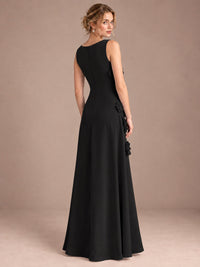 3D Floral Applique Sleeveless Formal Maxi Dress