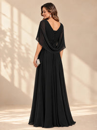 Ruched V Neck Mother of The Bride Dresses with Shawls Appliques and Cap Sleeves