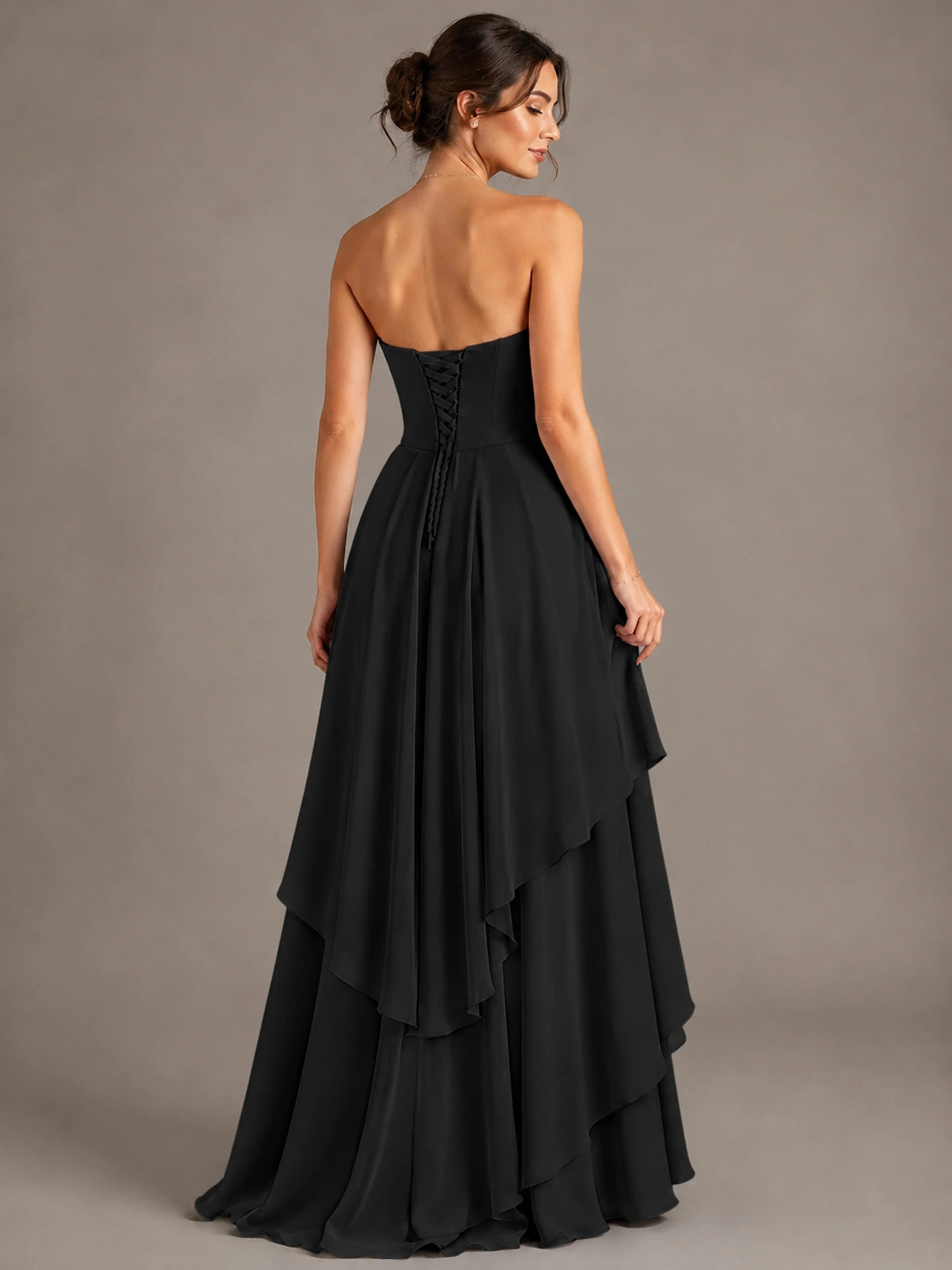 Strapless Ruffle A-Line Maxi Dress