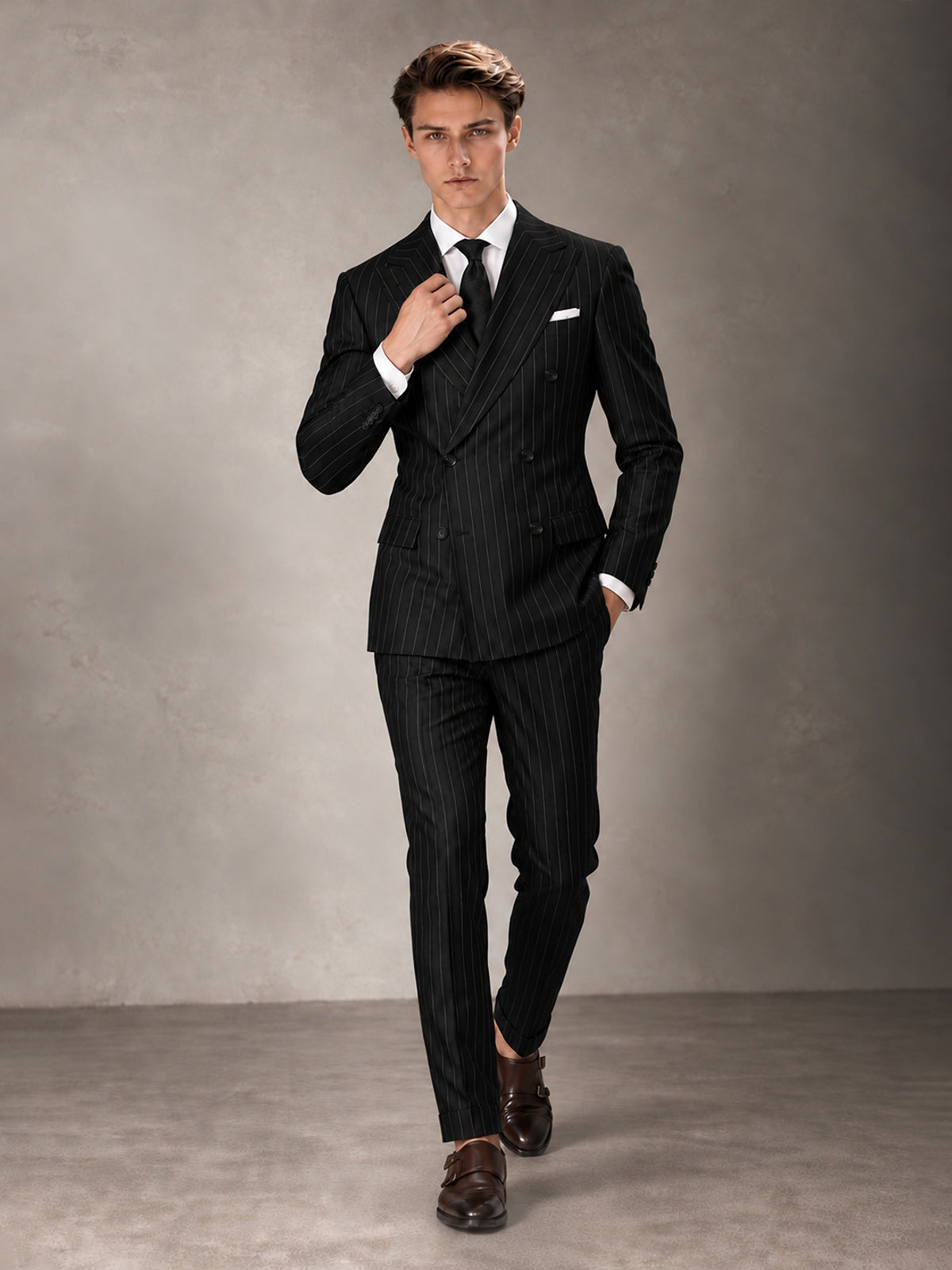 Double Breasted Pinstripe Men's Suit 2 Piece (Jacket & Pants) for Wedding & Formal Prom
