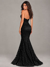 Strapless Corset Mermaid Prom Dress Lace Appliqué Formal Gown