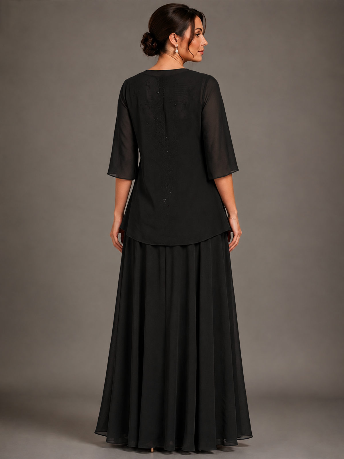A-line 2 Pieces Chiffon Appliques Mother of The Bride Dresses with Jackets