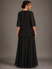 A-line 2 Pieces Chiffon Appliques Mother of The Bride Dresses with Jackets
