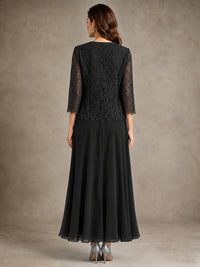 2-Piece Chiffon Mother of the Bride Dress with Lace Jacket