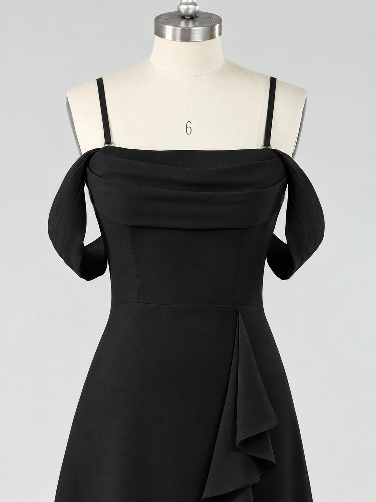 Spaghetti Strap Chiffon Bridesmaid Dress with Ruffles Slit