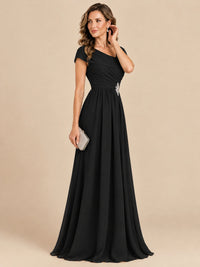 Cap Sleeve Mother of The Bride Dresses Long Chiffon Formal Gowns