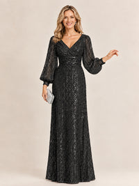 Sparkle Sequin Mother of The Bride Dresses with Long Sleeves