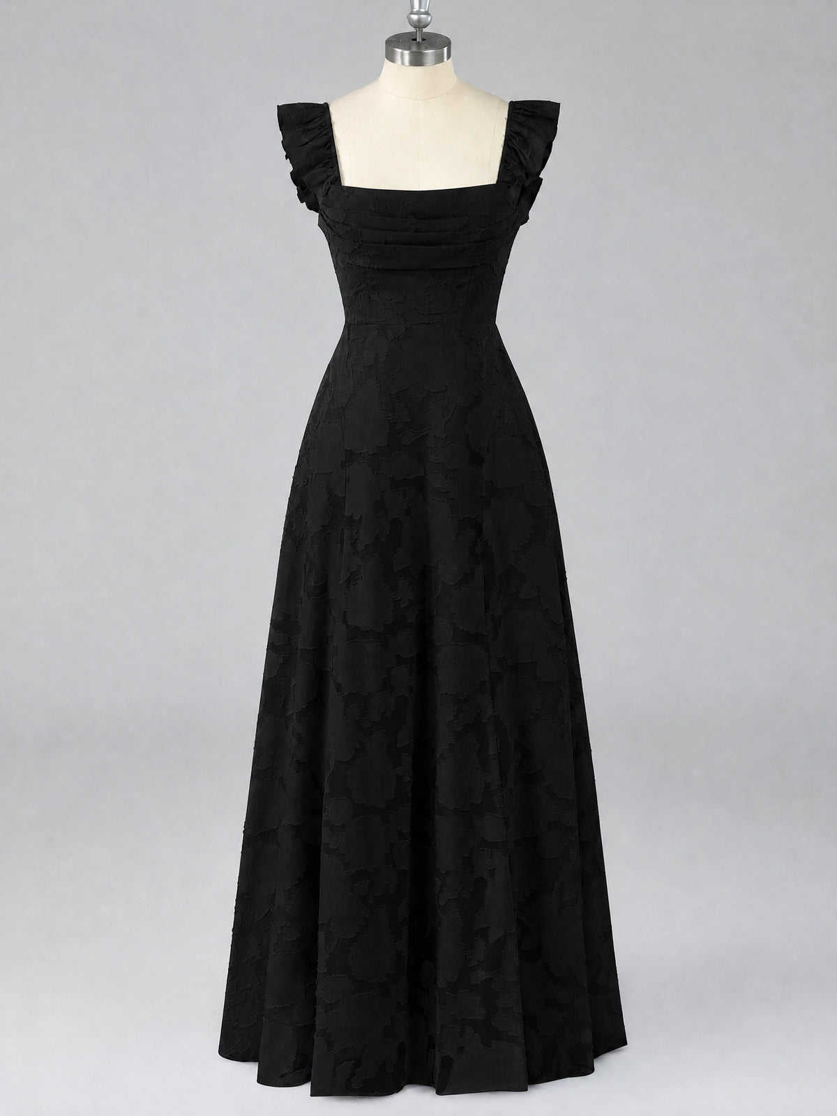 Jacquard Square Neck A-Line Maxi Dress