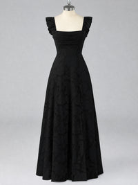 Jacquard Square Neck A-Line Maxi Dress