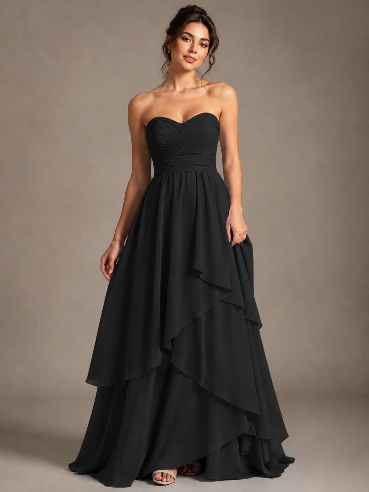 Strapless Ruffle A-Line Maxi Dress