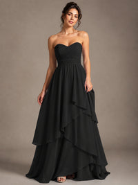 Strapless Ruffle A-Line Maxi Dress