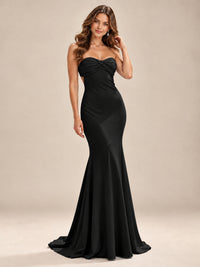 Light Blue Strapless Sweetheart Mermaid Prom Dress with Pleated Bodice