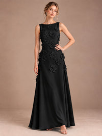 3D Floral Applique Sleeveless Formal Maxi Dress