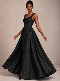 Light Blue 3D Floral Jacquard Prom Dress with Detachable Overskirt Corset Gown