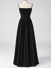 Spaghetti Strap Ruched Chiffon Maxi Dress with Backless