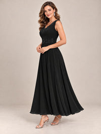 Dusty Blue Floral Lace Chiffon Mother of the Bride Dress with Jacket