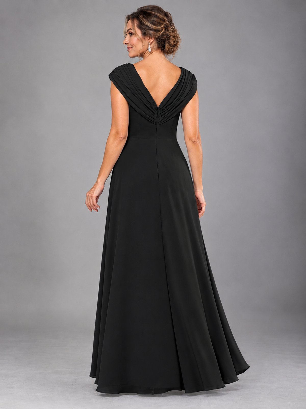Cap Sleeve Chiffon A-Line Mother of the Bride Dress
