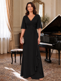 V-Neck Chiffon Lace Mother of the Bride Dresses
