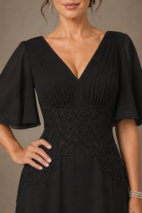 A-Line Chiffon Mother of the Bride Dress with Applique