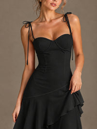 Spaghetti Strap Tiered Ruffles Chiffon Prom Dress