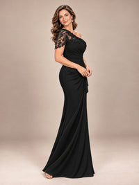 One Shoulder Chiffon Mother of The Bride Dress