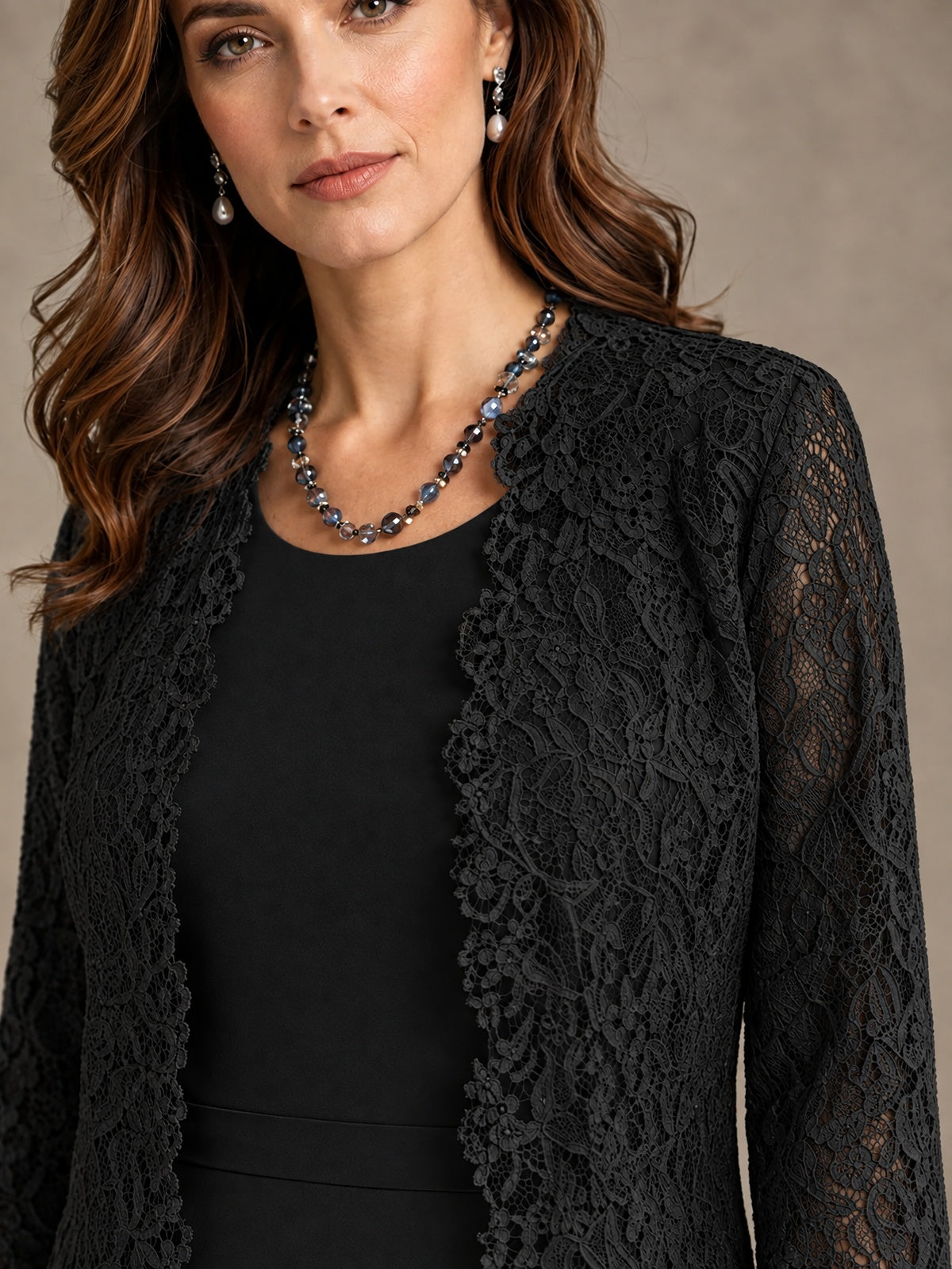 2-Piece Chiffon Mother of the Bride Dress with Lace Jacket