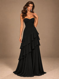 Sweetheart A-Line Ruffle Prom Dress with Spaghetti Straps
