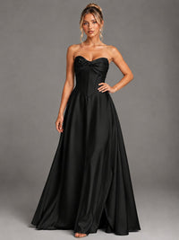 Sweetheart Neck Strapless Satin A-Line Prom Dress