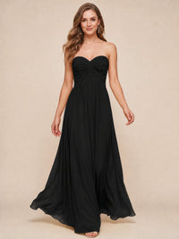 Strapless Pleated Chiffon A-Line Bridesmaid Dress