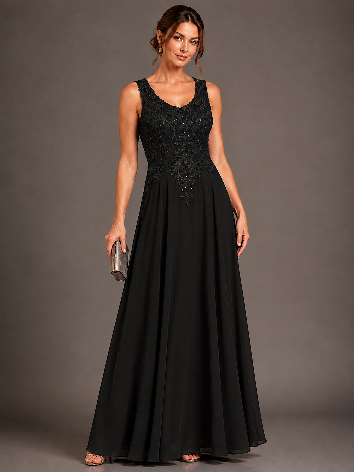 A-line 2 Pieces Chiffon Appliques Mother of The Bride Dresses with Jackets