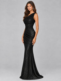Sequin Mermaid One Shoulder Prom Dress Long formal Gown