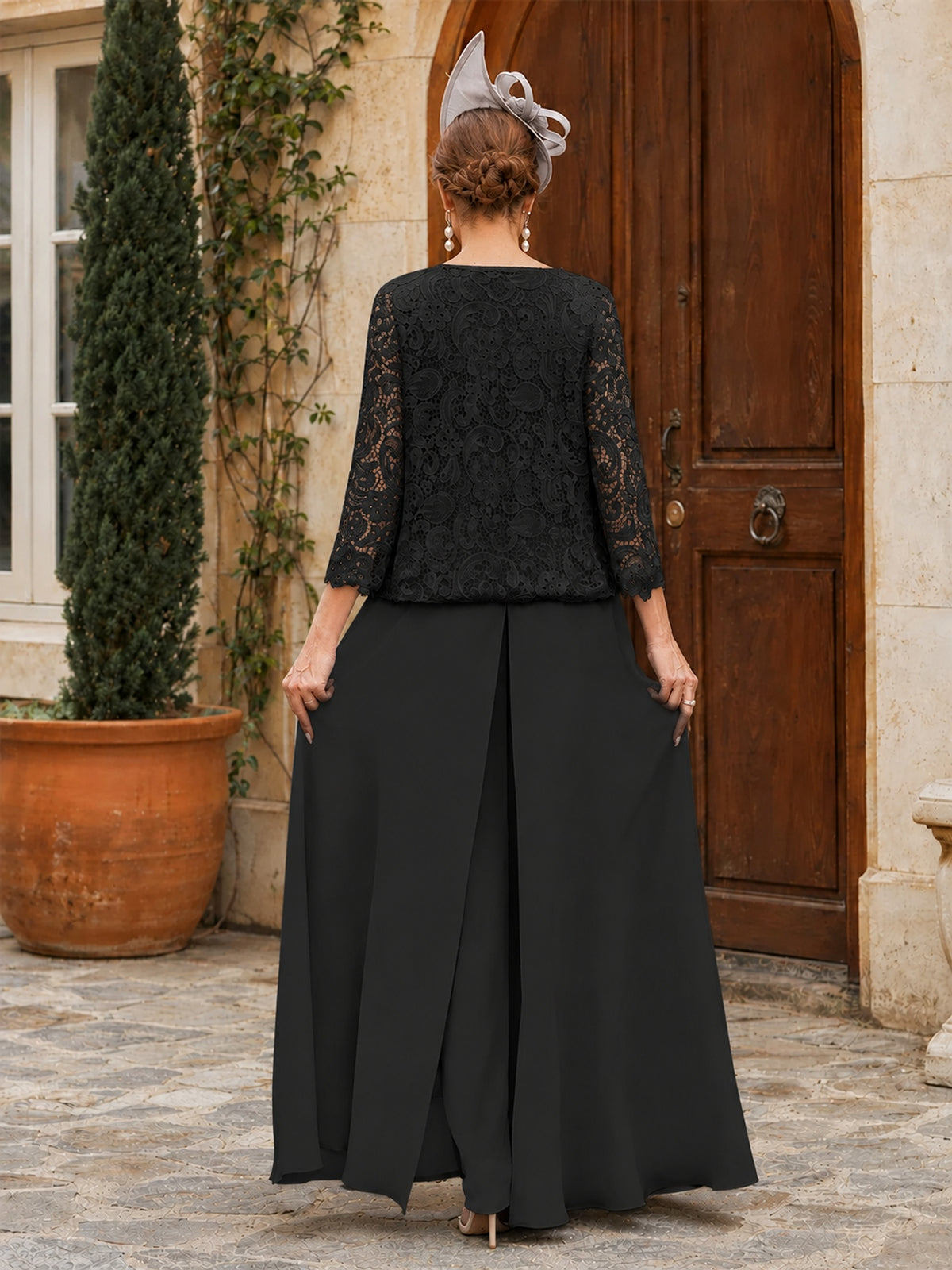 Elegant 3-Piece Chiffon Mother of the Bride Pantsuit with Floral Applique Jacket