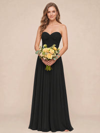 Strapless Pleated Chiffon A-Line Bridesmaid Dress